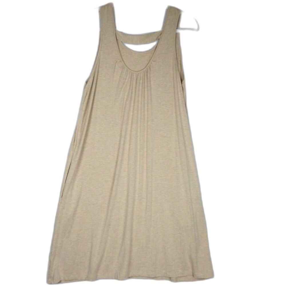 Charming Charlie Tan Midi Tank Dress Minimalist Neutral Sleeveless Large Viscose